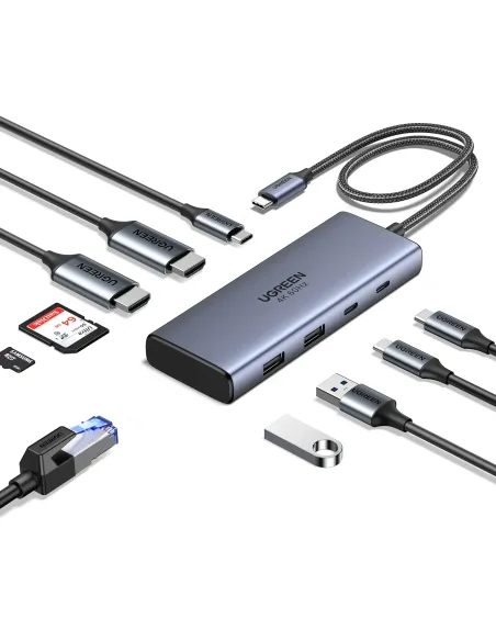 Ugreen 7-in-1 USB-C Hub CM498 Acoplamiento Base Gris