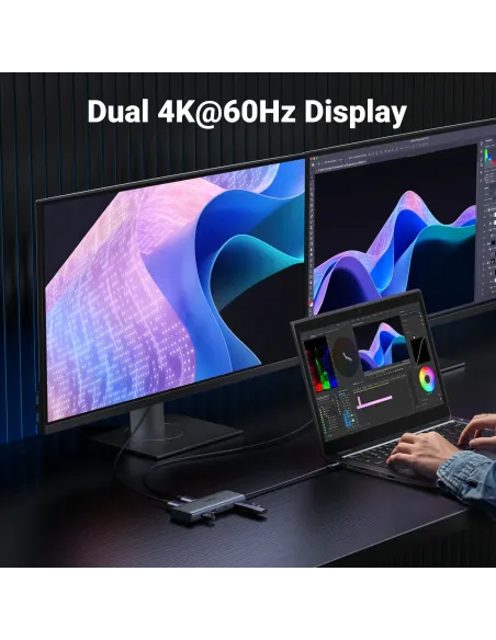 Ugreen 7-in-1 USB-C Hub CM498 Acoplamiento Base Gris