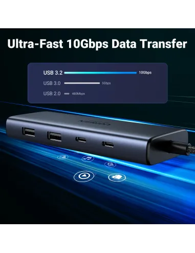 Ugreen 7-in-1 USB-C Hub CM498 Acoplamiento Base Gris