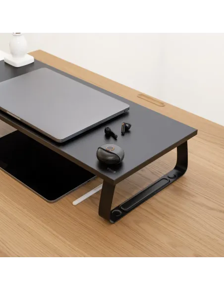 TooQ Soporte Elevador Multiusos para Monitor Portátil, Negro