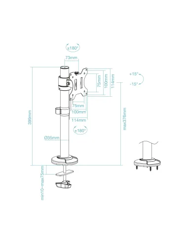 TooQ Soporte de Mesa para Pantallas 17"-32", Color Negro