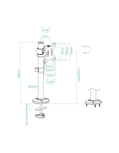 TooQ Soporte de Mesa para Pantallas 17"-32", Color Negro