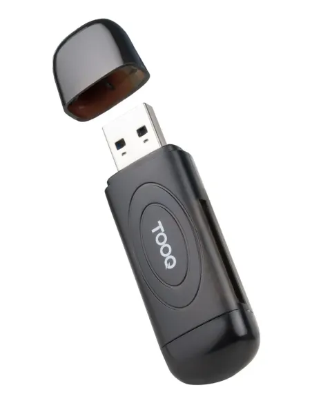 TooQ Lector de Tarjetas USB 3.0, 2 en 1, SD TF, Negro