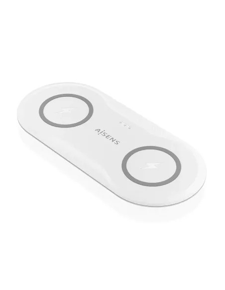 AISENS Cargador Inalambrico USB-C 15W 2 en 1 Para Movil Auriculares, Blanco