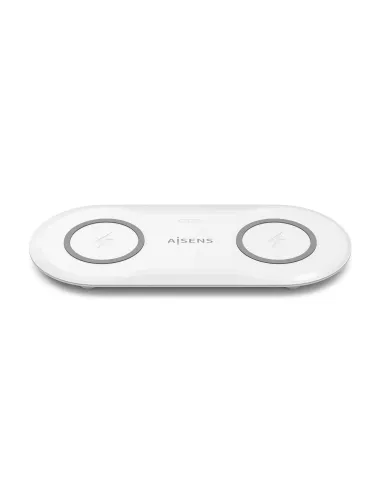 AISENS Cargador Inalambrico USB-C 15W 2 en 1 Para Movil Auriculares, Blanco