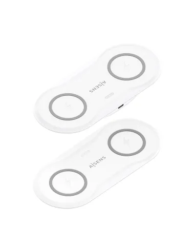 AISENS Cargador Inalambrico USB-C 15W 2 en 1 Para Movil Auriculares, Blanco