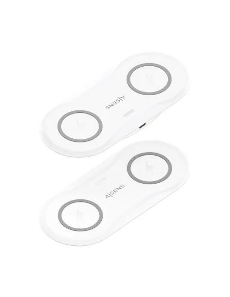 AISENS Cargador Inalambrico USB-C 15W 2 en 1 Para Movil Auriculares, Blanco