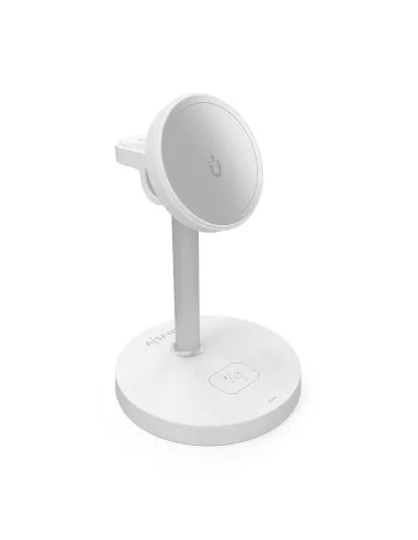 AISENS Cargador Inalambrico USB-C 3 en 1 De 15W Para Movil, Apple Watch, Auriculares Con Estuche De Carga, Blanco