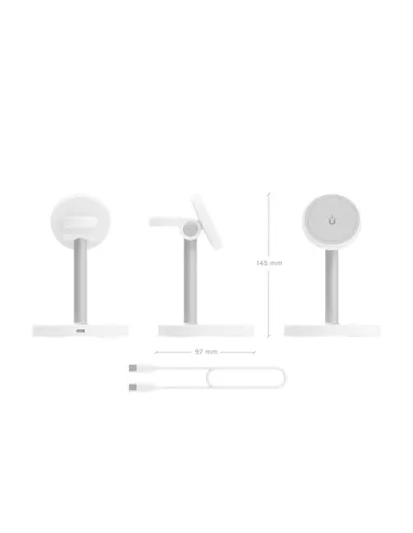 AISENS Cargador Inalambrico USB-C 3 en 1 De 15W Para Movil, Apple Watch, Auriculares Con Estuche De Carga, Blanco