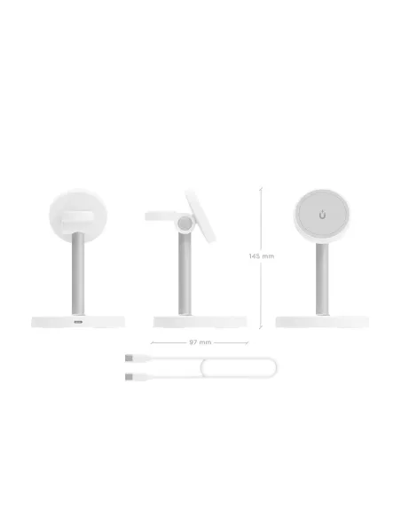 AISENS Cargador Inalambrico USB-C 3 en 1 De 15W Para Movil, Apple Watch, Auriculares Con Estuche De Carga, Blanco