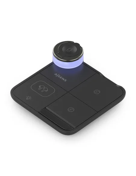 AISENS Cargador Inalambrico USB-C 4 en 1 De 15W Para Movil, Apple Watch, Auriculares Con Estuche De Carga, Negro