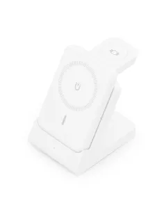 AISENS Cargador Inalambrico USB-C 4 en 1 De 15W Para Movil, Apple Watch, Auriculares Con Estuche De Carga, Blanco