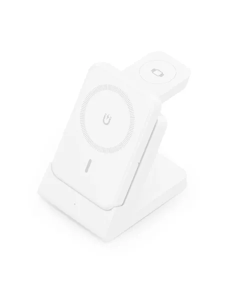 AISENS Cargador Inalambrico USB-C 4 en 1 De 15W Para Movil, Apple Watch, Auriculares Con Estuche De Carga, Blanco