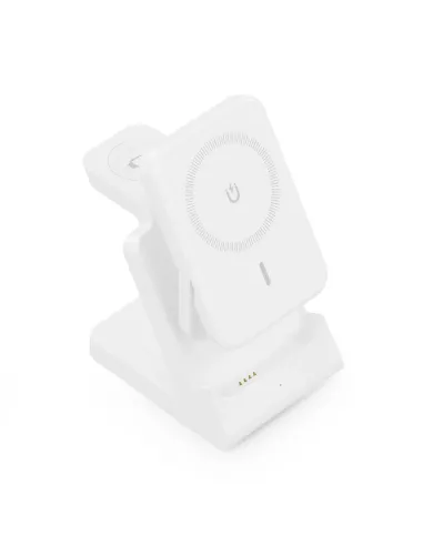 AISENS Cargador Inalambrico USB-C 4 en 1 De 15W Para Movil, Apple Watch, Auriculares Con Estuche De Carga, Blanco