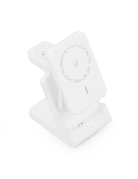 AISENS Cargador Inalambrico USB-C 4 en 1 De 15W Para Movil, Apple Watch, Auriculares Con Estuche De Carga, Blanco