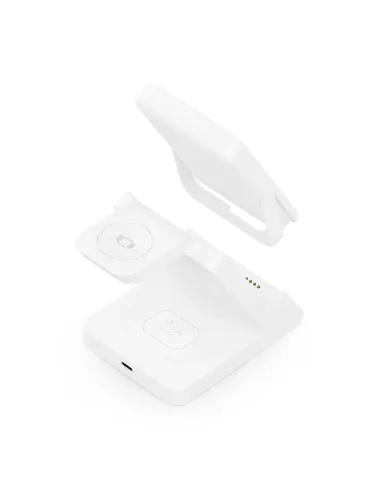 AISENS Cargador Inalambrico USB-C 4 en 1 De 15W Para Movil, Apple Watch, Auriculares Con Estuche De Carga, Blanco