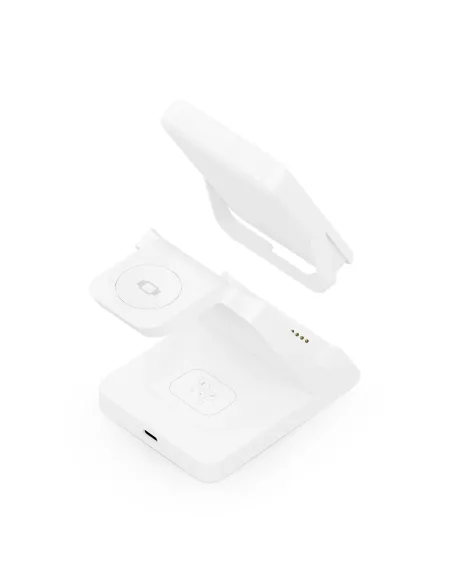AISENS Cargador Inalambrico USB-C 4 en 1 De 15W Para Movil, Apple Watch, Auriculares Con Estuche De Carga, Blanco