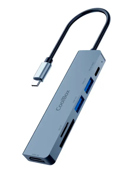 CoolBox MINIDOCK C61 ALUMINIO USB-C A HDMI 4K 2xUSB-A USB-C PD SD MICROSD PC MAC CONSOLAS