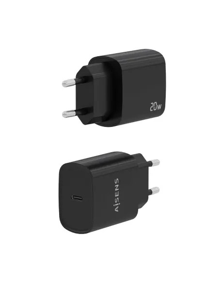 AISENS Cargador USB-C PD3.0 1 Puerto 1xUSB-C 20W, Negro