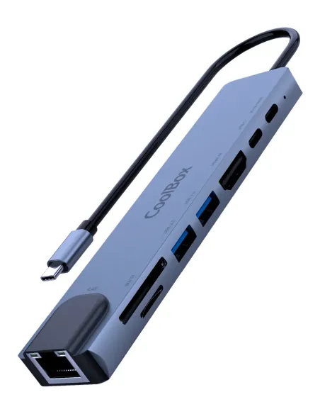 CoolBox MINIDOCK C81 ALUMINIO USB-C A HDMI 4K 2xUSB-A PD 100W USB-C SD MICROSD RJ45