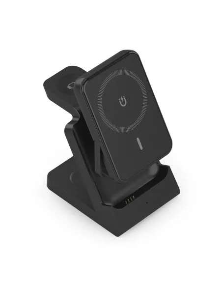 AISENS Cargador Inalambrico USB-C 4 en 1 De 15W Para Movil, Apple Watch, Auriculares Con Estuche De Carga, Negro