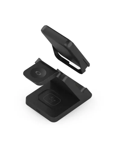 AISENS Cargador Inalambrico USB-C 4 en 1 De 15W Para Movil, Apple Watch, Auriculares Con Estuche De Carga, Negro