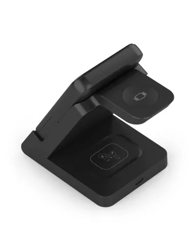 AISENS Cargador Inalambrico USB-C 4 en 1 De 15W Para Movil, Apple Watch, Auriculares Con Estuche De Carga, Negro