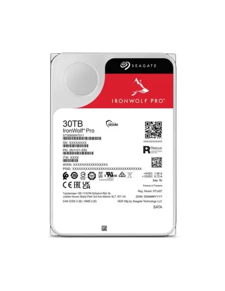 Seagate IronWolf Pro ST30000NT011 disco duro interno 30 TB 7200 RPM 512 MB 3.5" Serial ATA III
