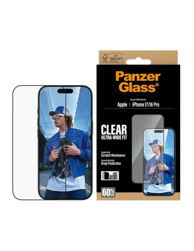 PanzerGlass ® Screen Protector iPhone 17 | iPhone 16 Pro | Ultra-Wide Fit w. EasyAligner Protector de pantalla Apple 1 pieza(s)
