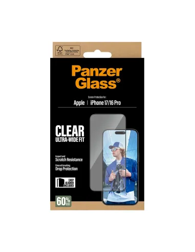 PanzerGlass ® Screen Protector iPhone 17 | iPhone 16 Pro | Ultra-Wide Fit w. EasyAligner Protector de pantalla Apple 1 pieza(s)