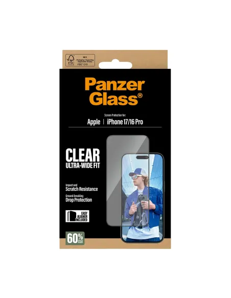 PanzerGlass ® Screen Protector iPhone 17 | iPhone 16 Pro | Ultra-Wide Fit w. EasyAligner Protector de pantalla Apple 1 pieza(s)