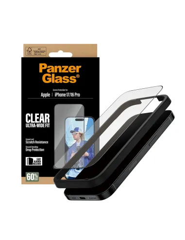 PanzerGlass ® Screen Protector iPhone 17 | iPhone 16 Pro | Ultra-Wide Fit w. EasyAligner Protector de pantalla Apple 1 pieza(s)
