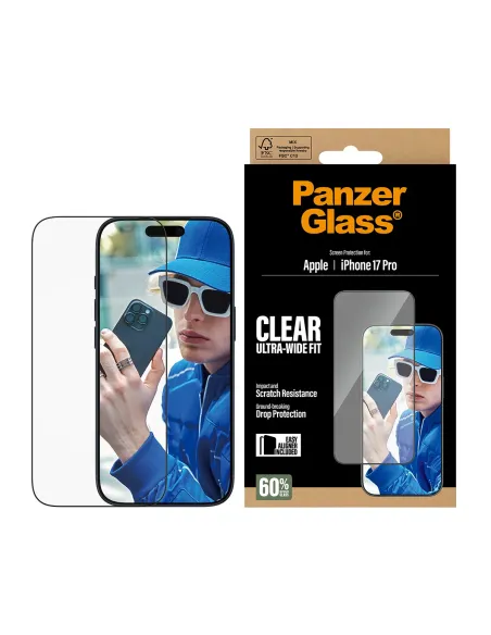 PanzerGlass ® Screen Protector iPhone 17 Pro | Ultra-Wide Fit w. EasyAligner Protector de pantalla Apple 1 pieza(s)
