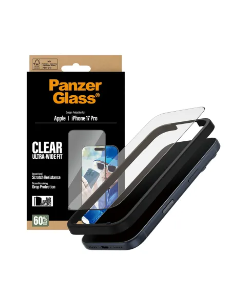 PanzerGlass ® Screen Protector iPhone 17 Pro | Ultra-Wide Fit w. EasyAligner Protector de pantalla Apple 1 pieza(s)