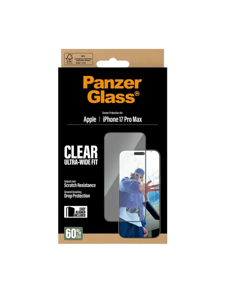 PanzerGlass ® Screen Protector iPhone 17 Pro Max | Ultra-Wide Fit w. EasyAligner Protector de pantalla Apple 1 pieza(s)