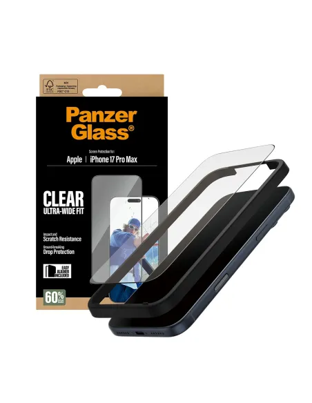 PanzerGlass ® Screen Protector iPhone 17 Pro Max | Ultra-Wide Fit w. EasyAligner Protector de pantalla Apple 1 pieza(s)