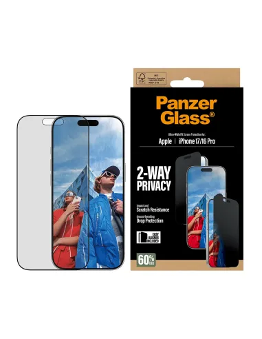 PanzerGlass ® 2-Way Privacy Screen Protector iPhone 17 | iPhone 16 Pro | Ultra-Wide Fit w. EasyAligner Protector de pantalla