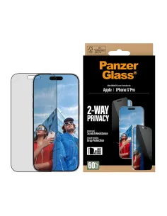 PanzerGlass ® 2-Way Privacy Screen Protector iPhone 17 Pro | Ultra-Wide Fit w. EasyAligner Protector de pantalla Apple 1 2
