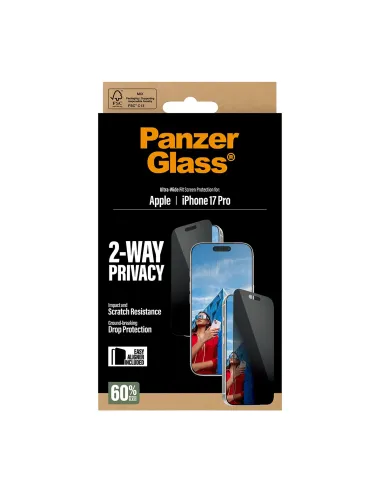 PanzerGlass ® 2-Way Privacy Screen Protector iPhone 17 Pro | Ultra-Wide Fit w. EasyAligner Protector de pantalla Apple 1