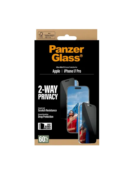 PanzerGlass ® 2-Way Privacy Screen Protector iPhone 17 Pro | Ultra-Wide Fit w. EasyAligner Protector de pantalla Apple 1