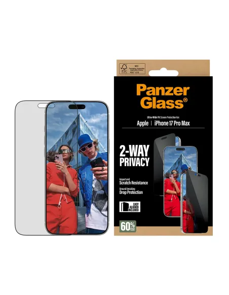 PanzerGlass ® 2-Way Privacy Screen Protector iPhone 17 Pro Max | Ultra-Wide Fit w. EasyAligner Protector de pantalla Apple 1