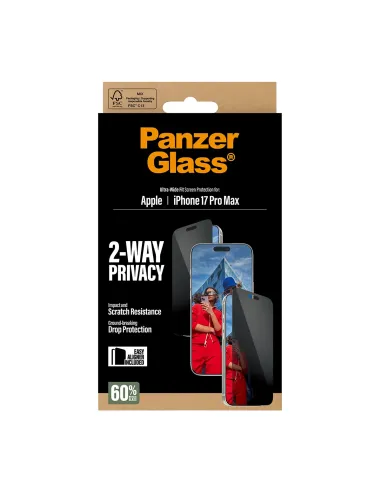 PanzerGlass ® 2-Way Privacy Screen Protector iPhone 17 Pro Max | Ultra-Wide Fit w. EasyAligner Protector de pantalla Apple 1