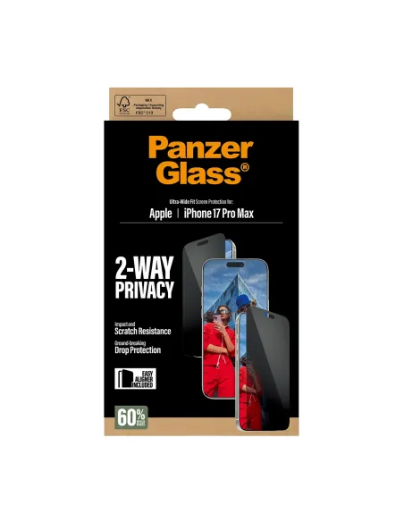 PanzerGlass ® 2-Way Privacy Screen Protector iPhone 17 Pro Max | Ultra-Wide Fit w. EasyAligner Protector de pantalla Apple 1