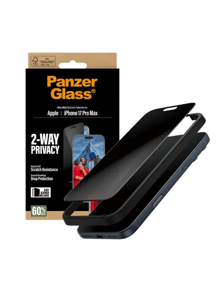 PanzerGlass ® 2-Way Privacy Screen Protector iPhone 17 Pro Max | Ultra-Wide Fit w. EasyAligner Protector de pantalla Apple 1