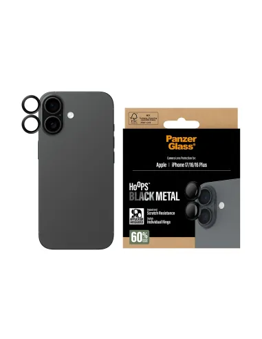 PanzerGlass ® Hoops® Black Camera Lens Protector iPhone 17 | iPhone 16 | 16 Plus Protector de pantalla Apple 1 pieza(s)