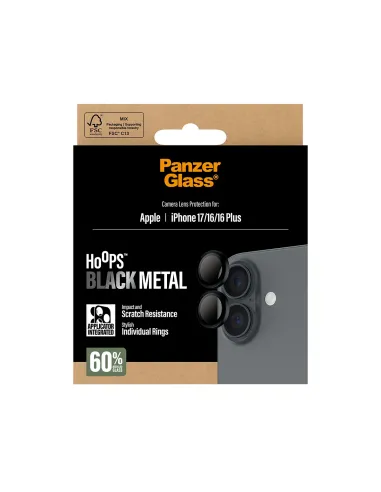PanzerGlass ® Hoops® Black Camera Lens Protector iPhone 17 | iPhone 16 | 16 Plus Protector de pantalla Apple 1 pieza(s)