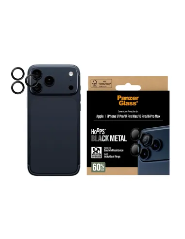 PanzerGlass ® Hoops® Black Camera Lens Protector iPhone 17 Pro | iPhone 17 Pro Max | iPhone 16 Pro | 16 Pro Max Protector de