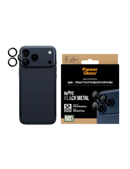 PanzerGlass ® Hoops® Black Camera Lens Protector iPhone 17 Pro | iPhone 17 Pro Max | iPhone 16 Pro | 16 Pro Max Protector de