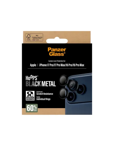 PanzerGlass ® Hoops® Black Camera Lens Protector iPhone 17 Pro | iPhone 17 Pro Max | iPhone 16 Pro | 16 Pro Max Protector de