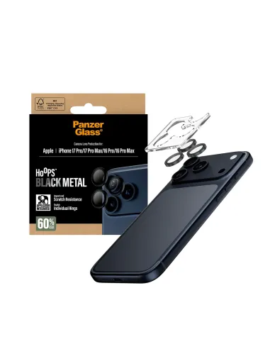 PanzerGlass ® Hoops® Black Camera Lens Protector iPhone 17 Pro | iPhone 17 Pro Max | iPhone 16 Pro | 16 Pro Max Protector de